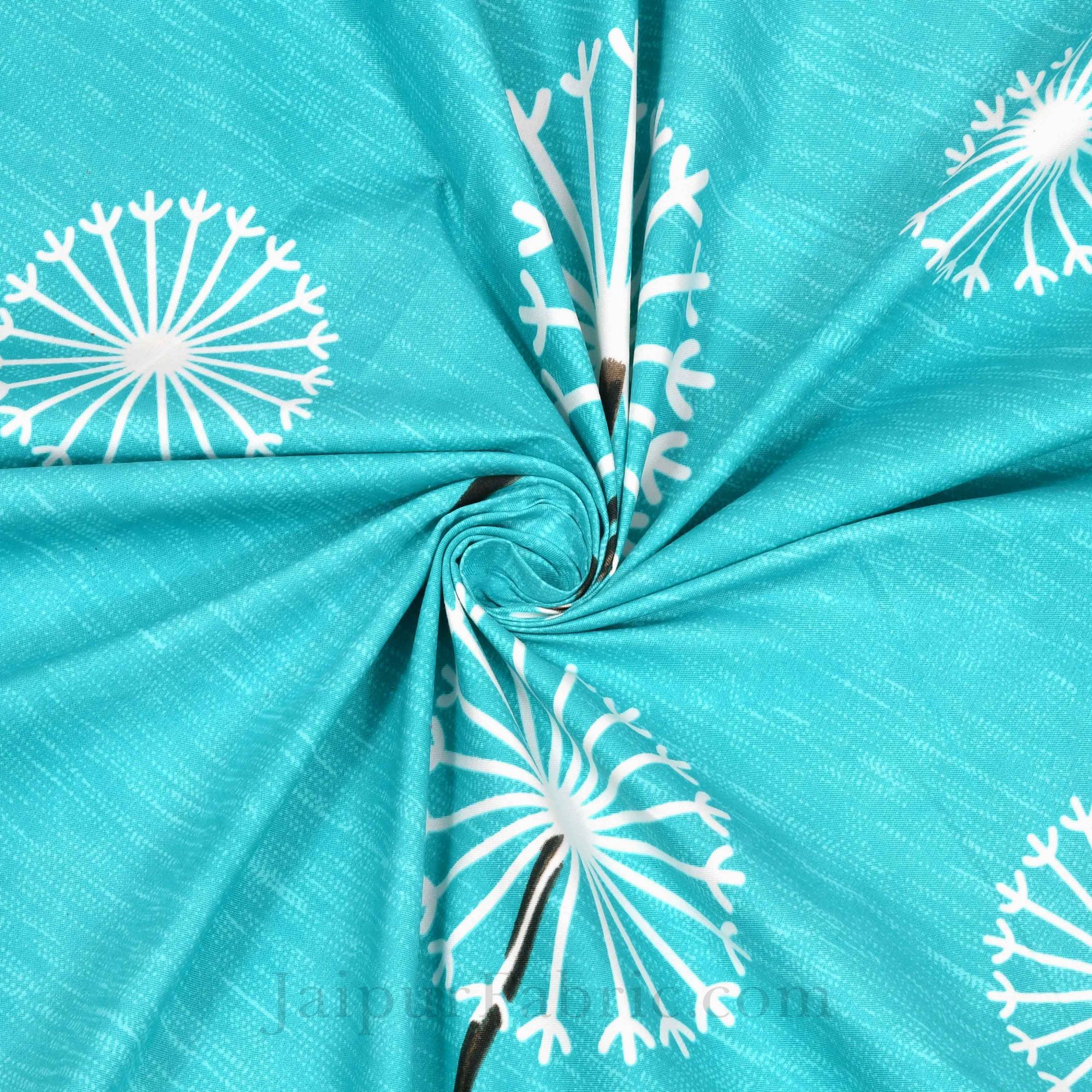 Sea Green Dandellions Super Soft King Size Double BedSheet