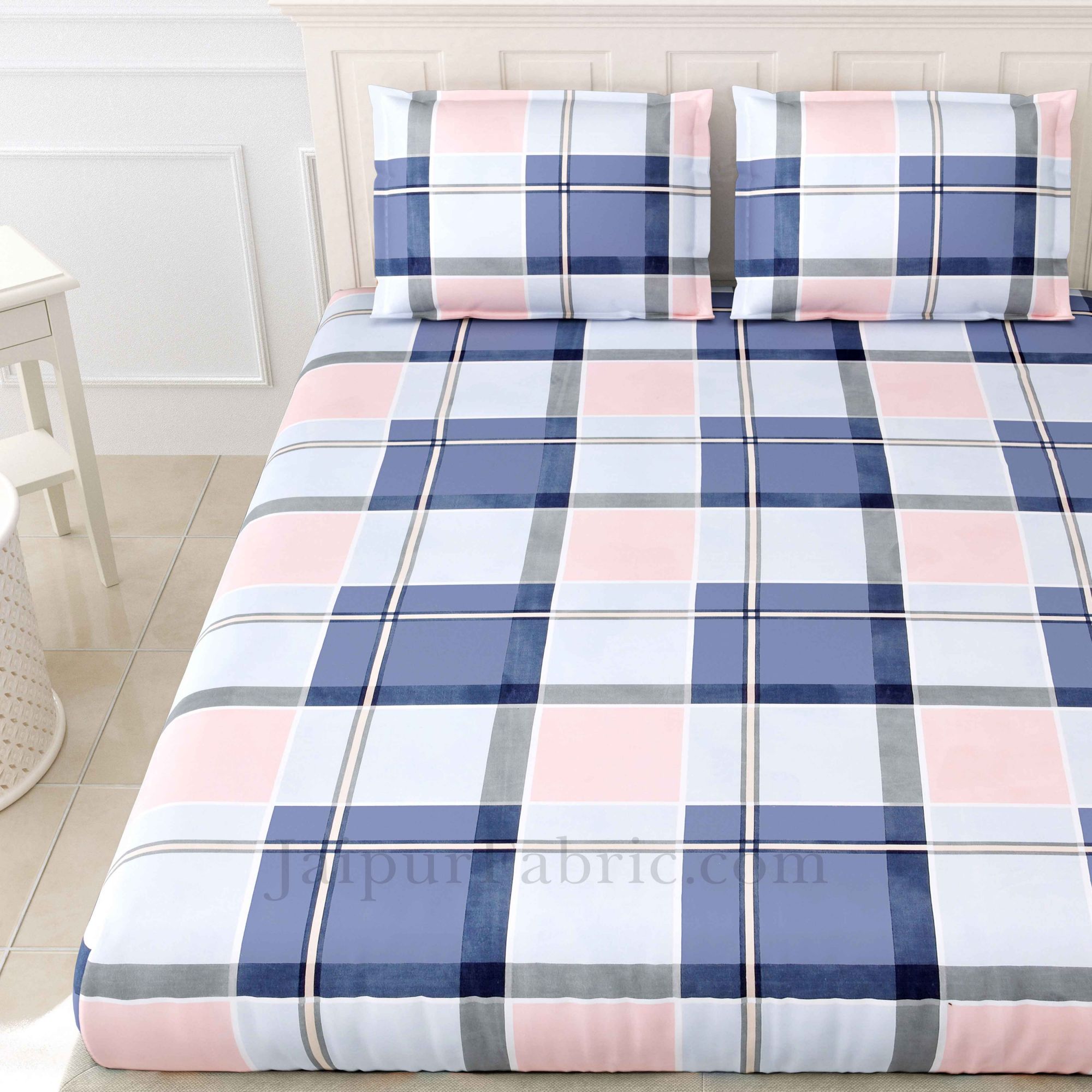 Stylish Checks Super Soft King Size Double BedSheet