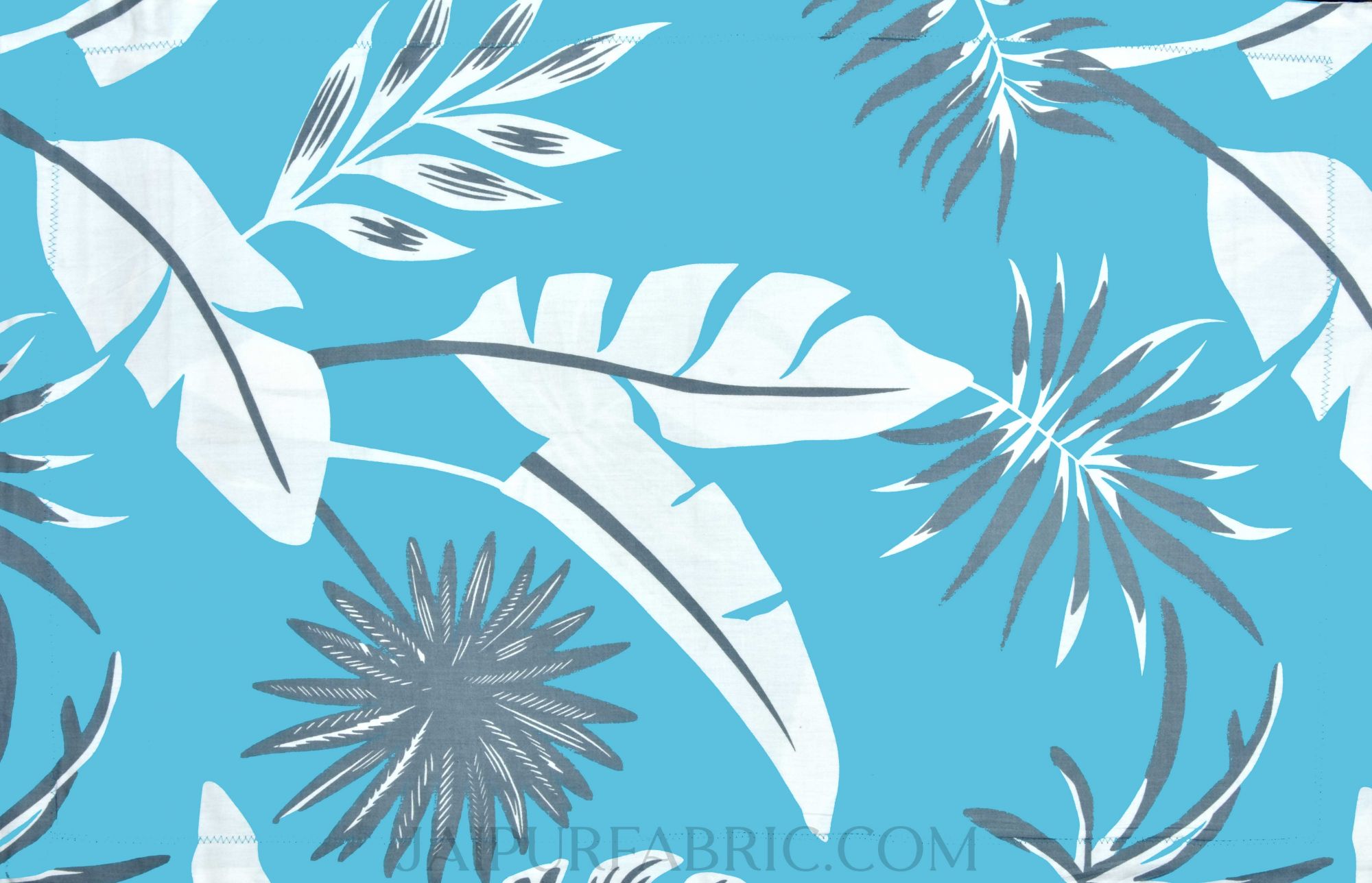 Sky Blue Foliage King Size Bedsheet