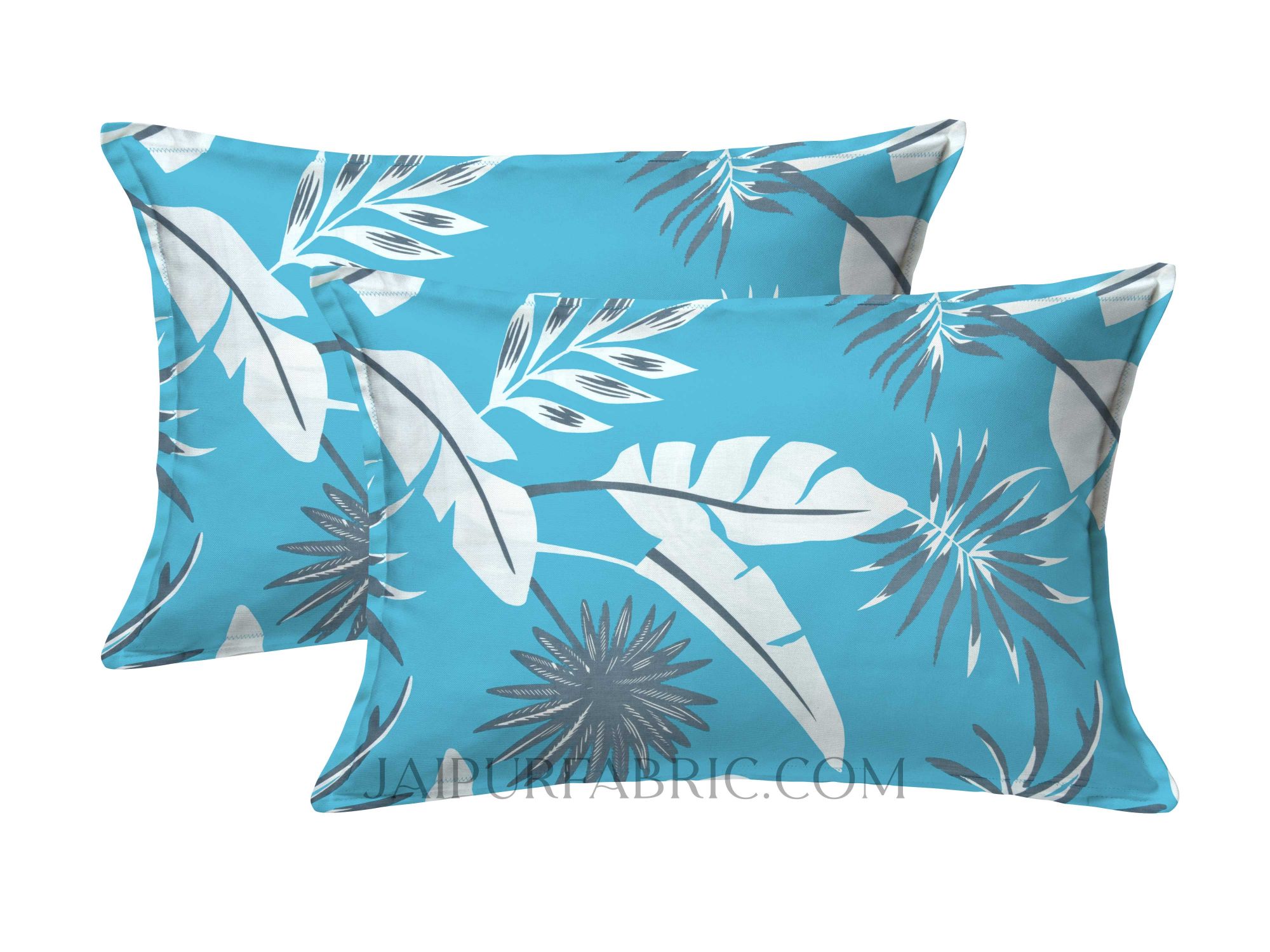 Sky Blue Foliage King Size Bedsheet