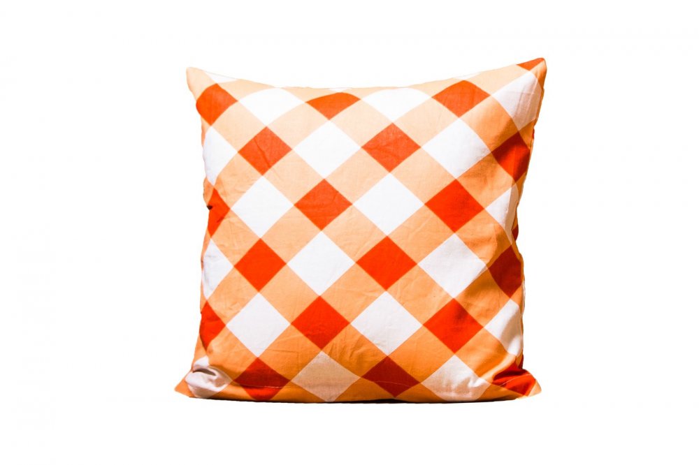 Orange checkered Plaid Pattern Cushion Cover