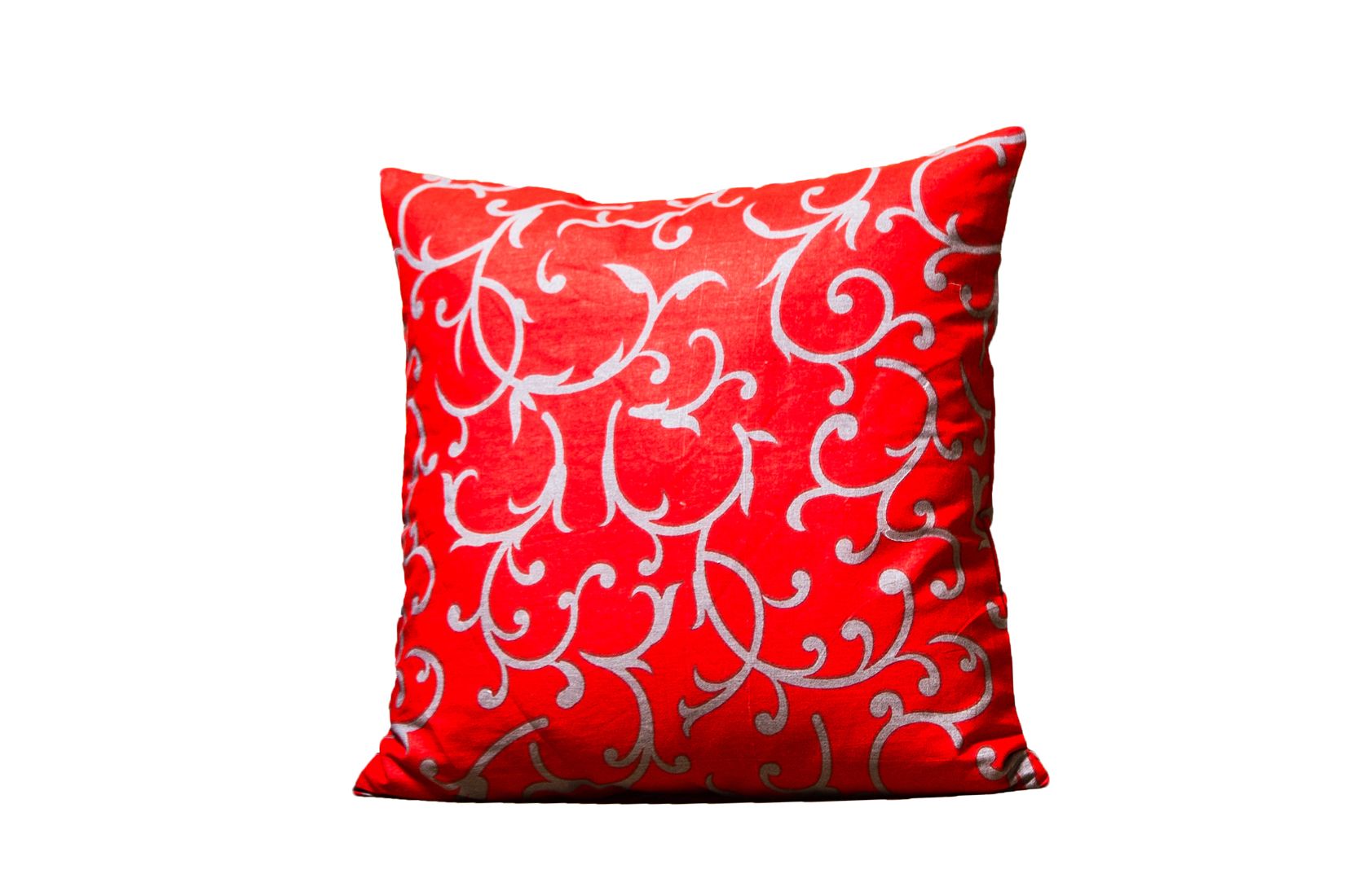 Red Base Leaf Print Cushion Cover