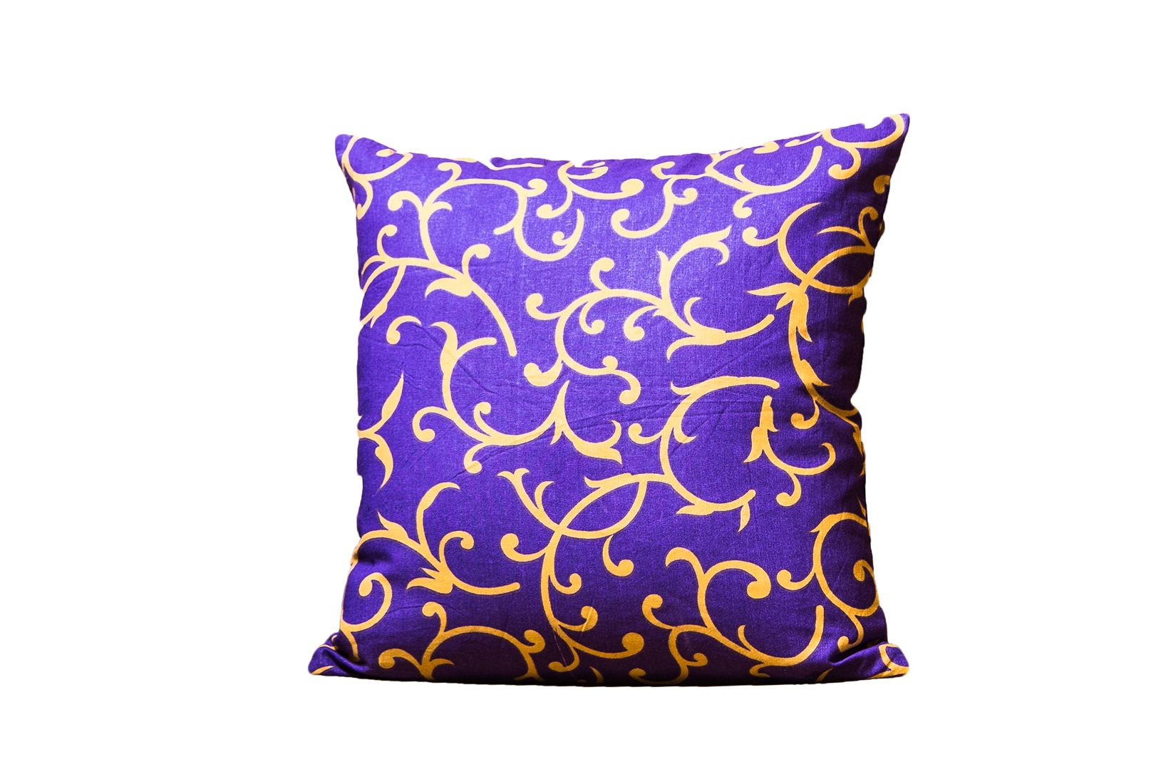 Purple Base Leaf Print Cushion Cover