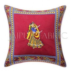 Maroon Dance Design Patchwork & Applique Cushion Cover