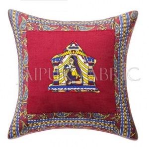 Maroon Doli Design Patchwork & Applique Cushion Cover