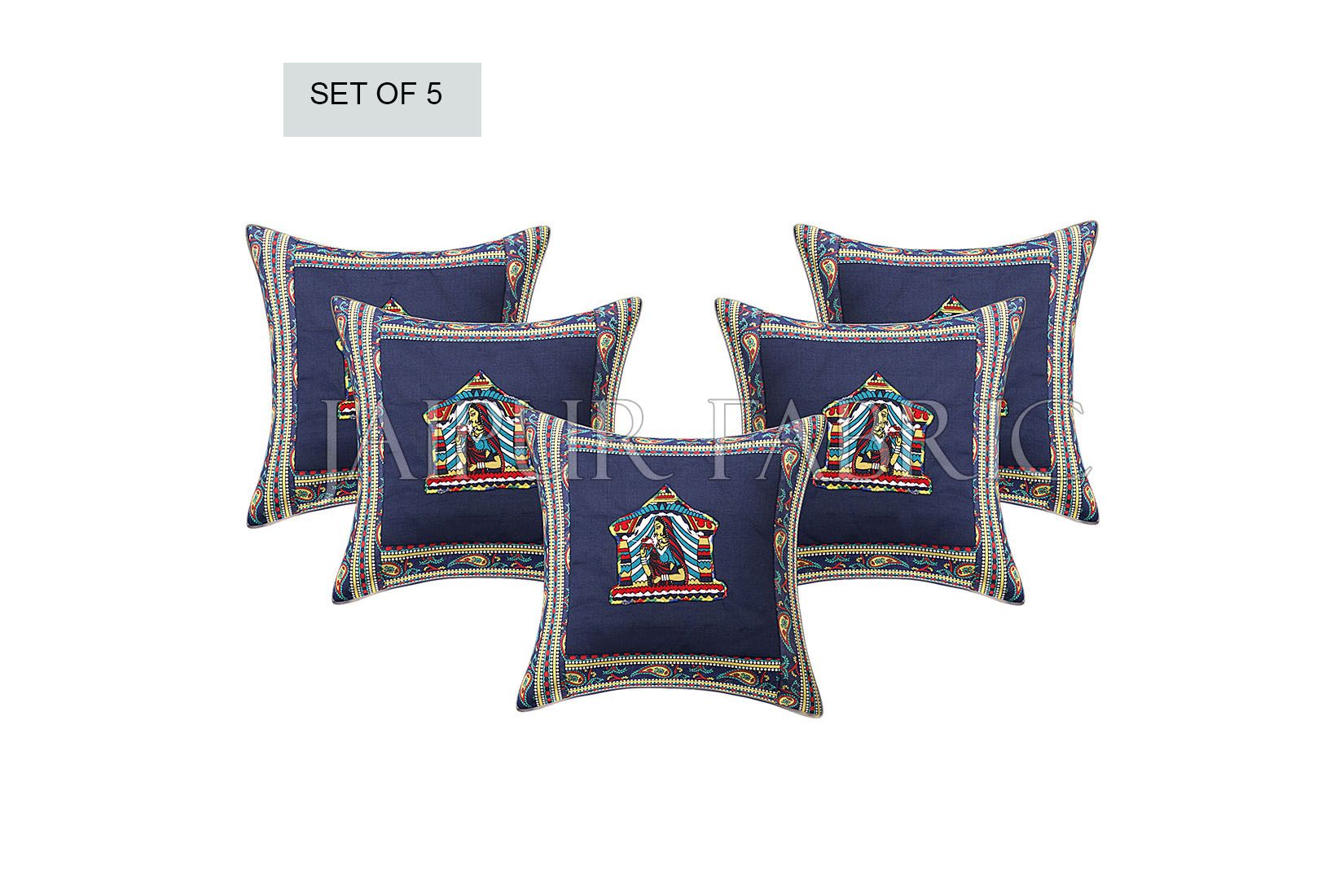 Blue Doli Design Patchwork & Applique Cushion Cover