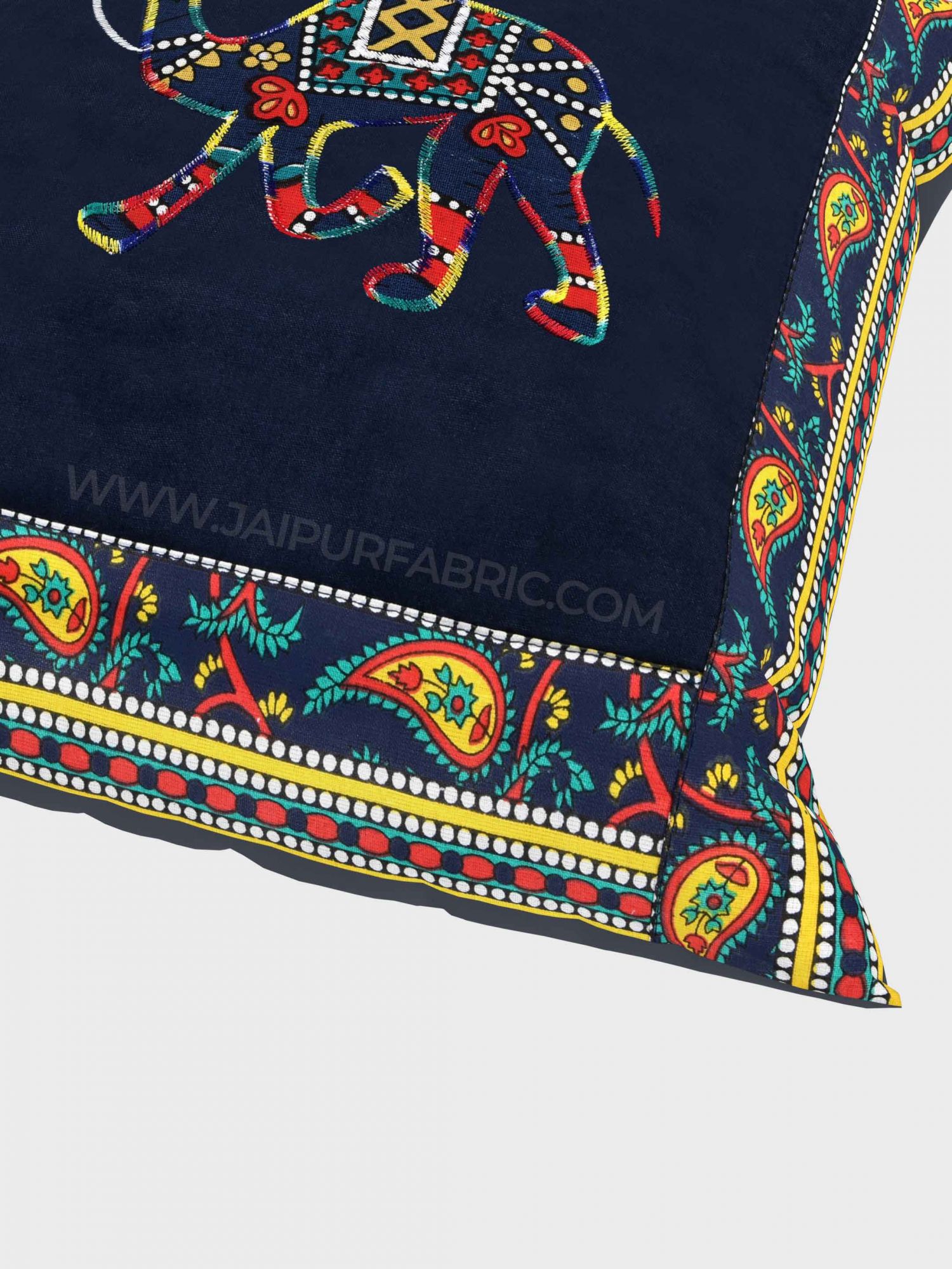 Applique Blue Camel Jaipuri Hand Made Embroidery Patch Work Cushion Cover