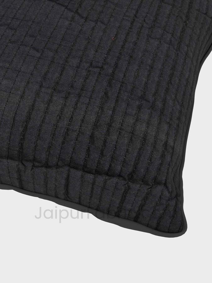 Black Quilted Cotton Cushion Cover