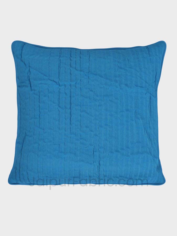 Blue Quilted Cotton Cushion Cover