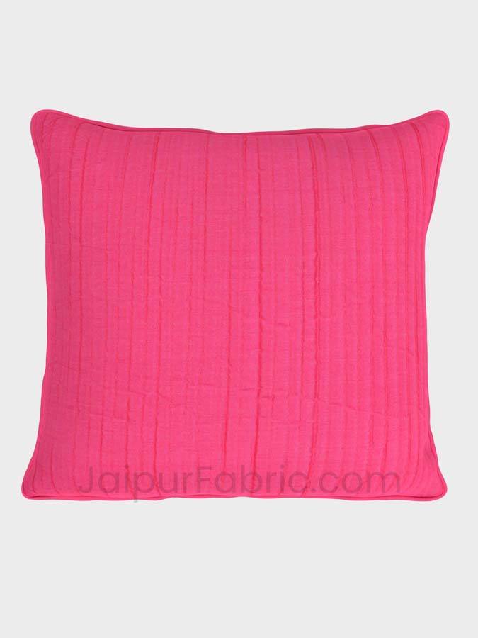 Pink  Quilted Cotton Cushion Cover