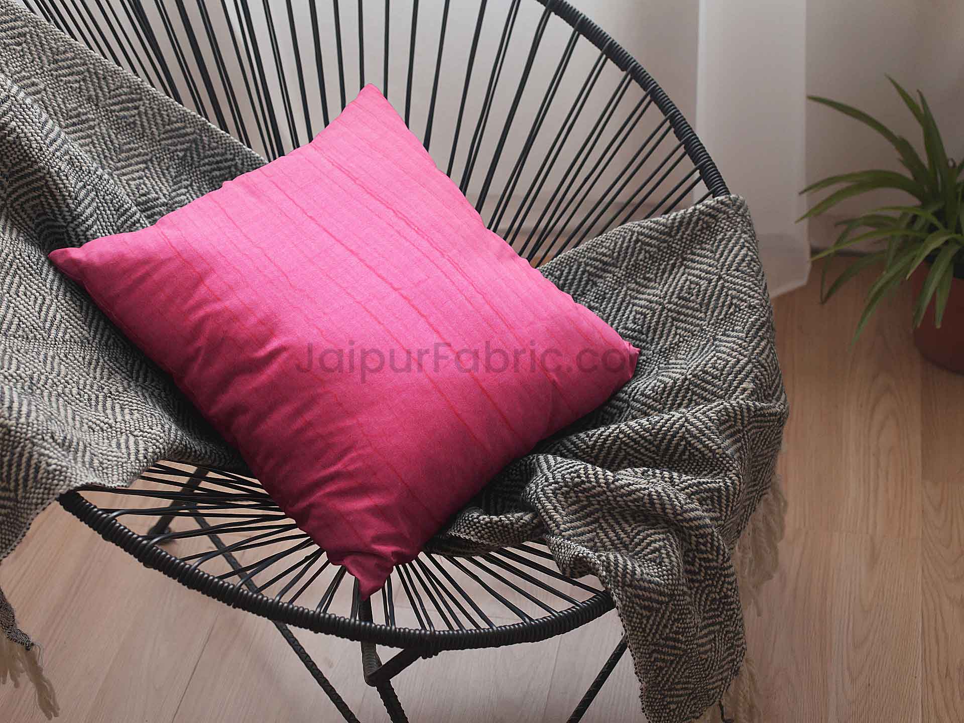 Pink  Quilted Cotton Cushion Cover