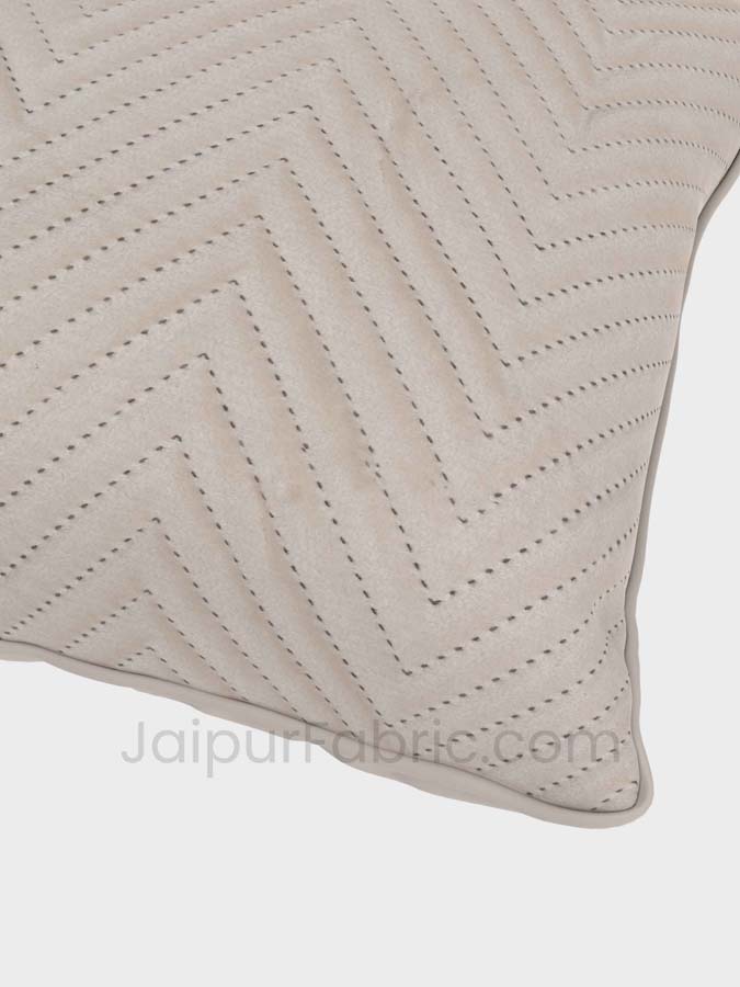 Ivory Herringbone Pattern Cotton Cushion Cover