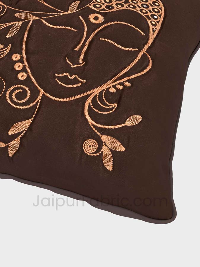 Buddha Brown Modern Art Theme Satin Cushion Cover