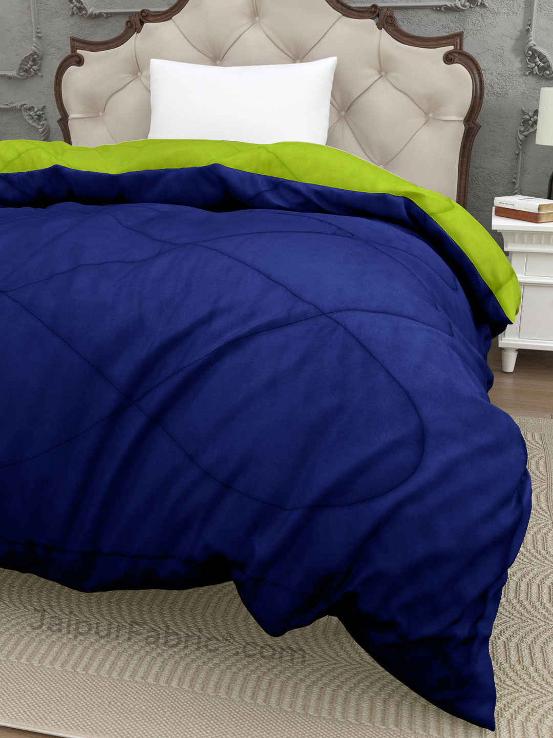 Navy Blue Parrot Green Single Bed Comforter