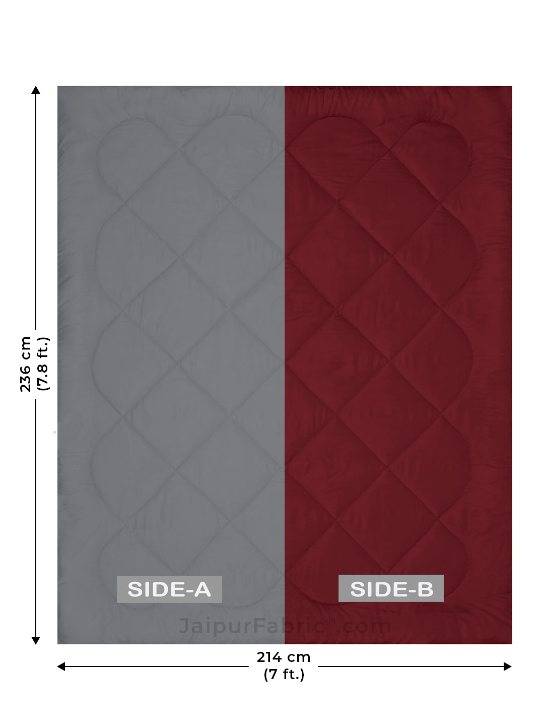 Grey-Maroon Double Bed Comforter