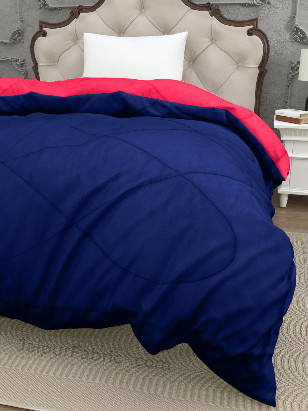 Dark Pink Navy Blue Single Bed Comforter