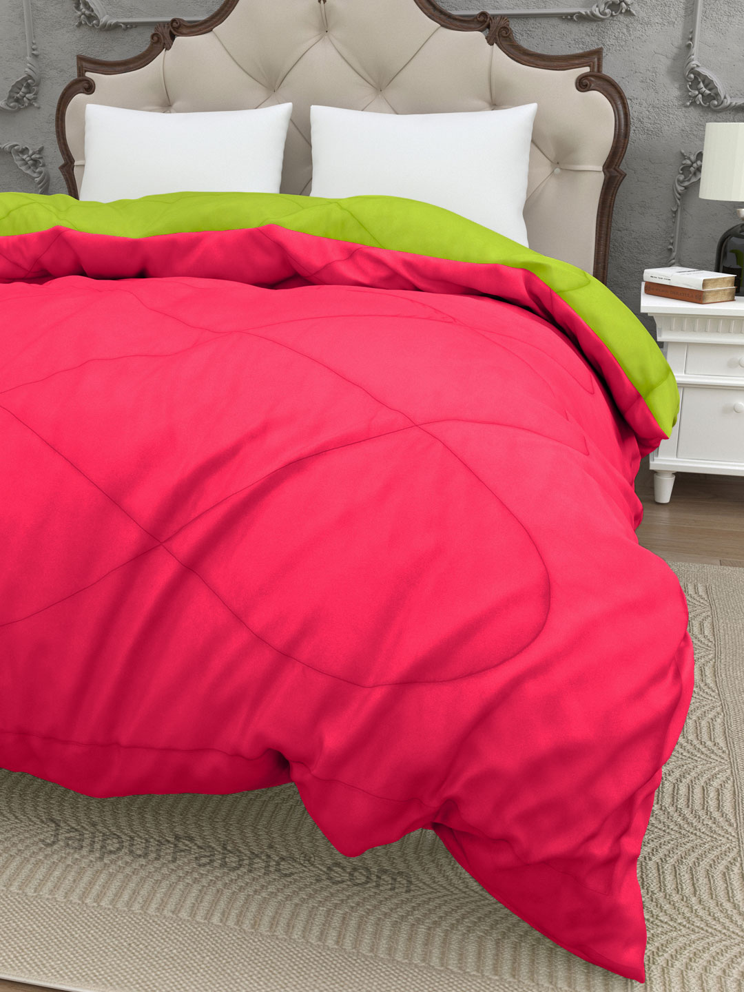 Lemon Green-Pink Double Bed Comforter