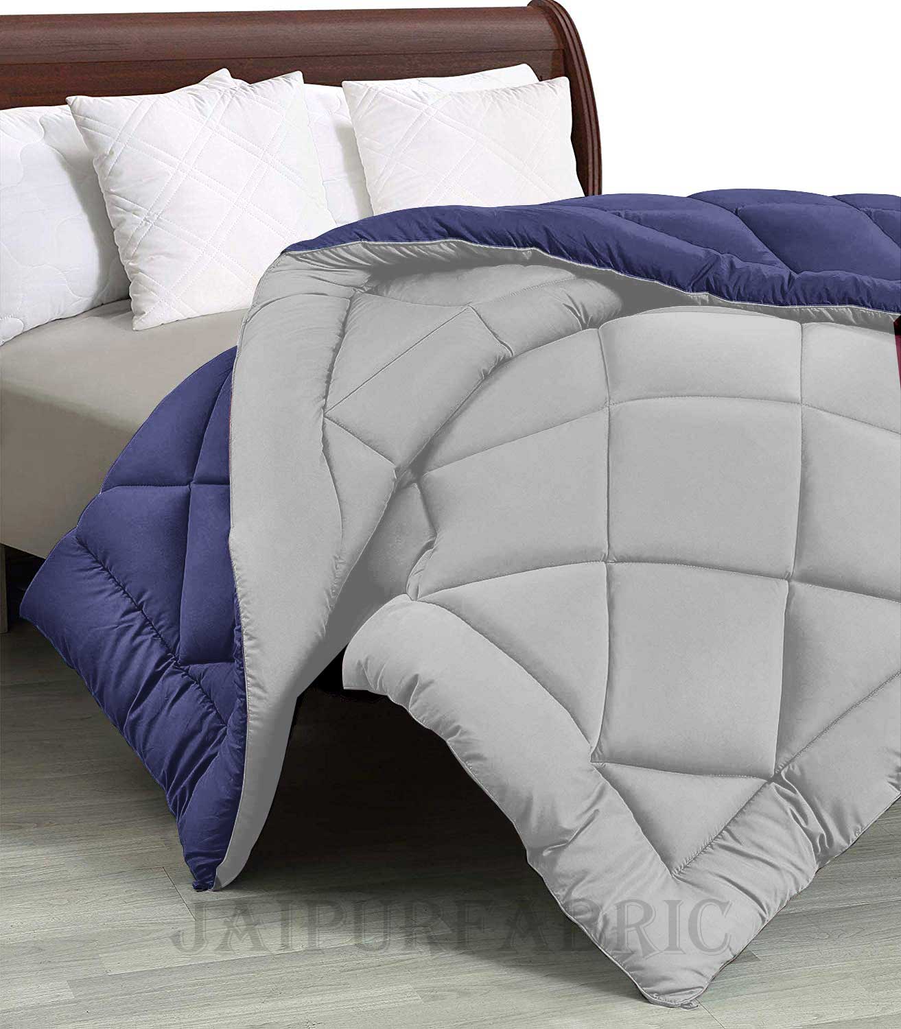 Navy Blue Light Grey Double Bed Comforter