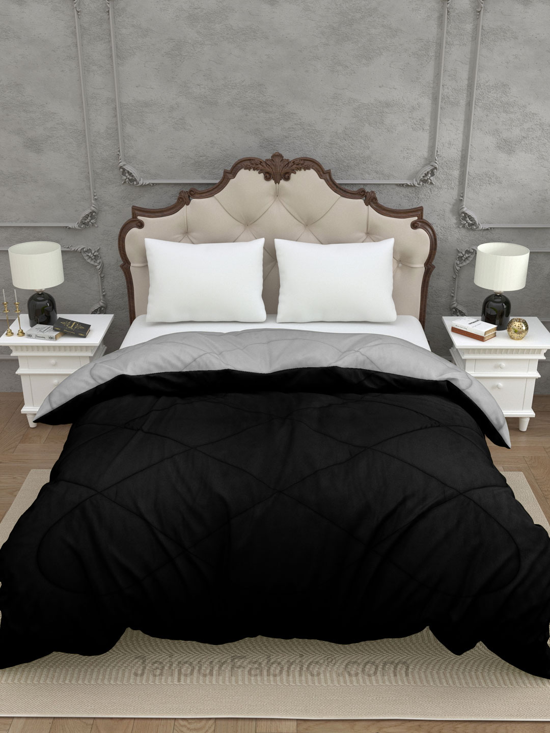 Dark Grey Beige Double Bed Comforter