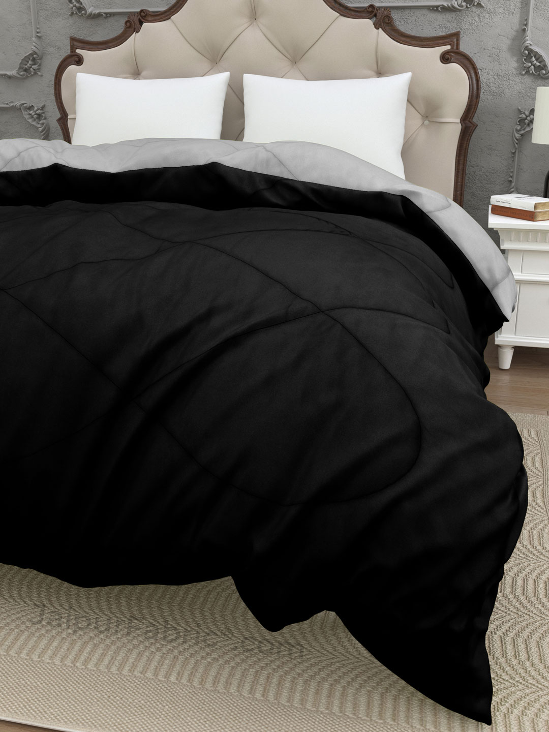 Dark Grey Beige Double Bed Comforter