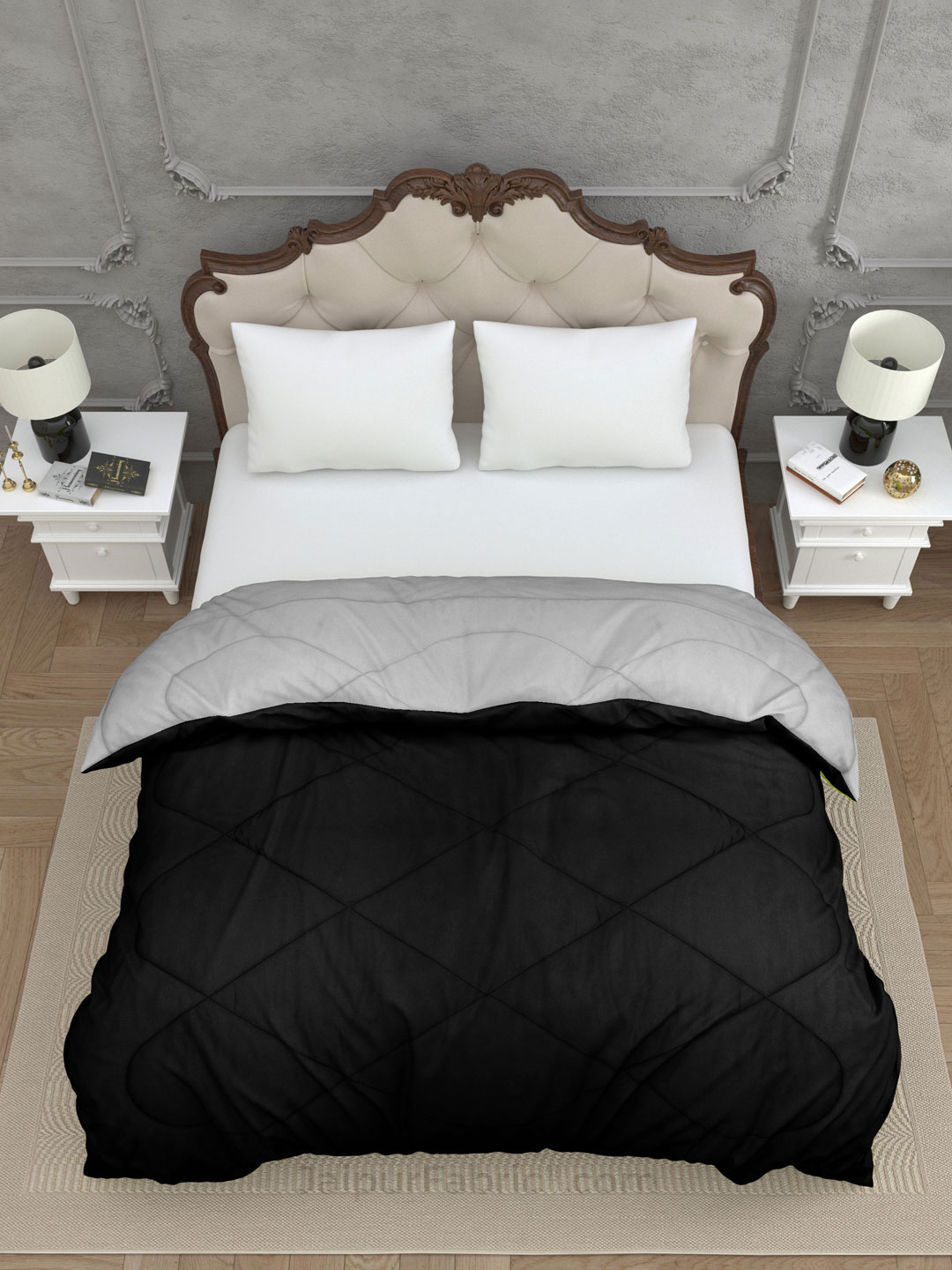 Dark Grey Beige Double Bed Comforter