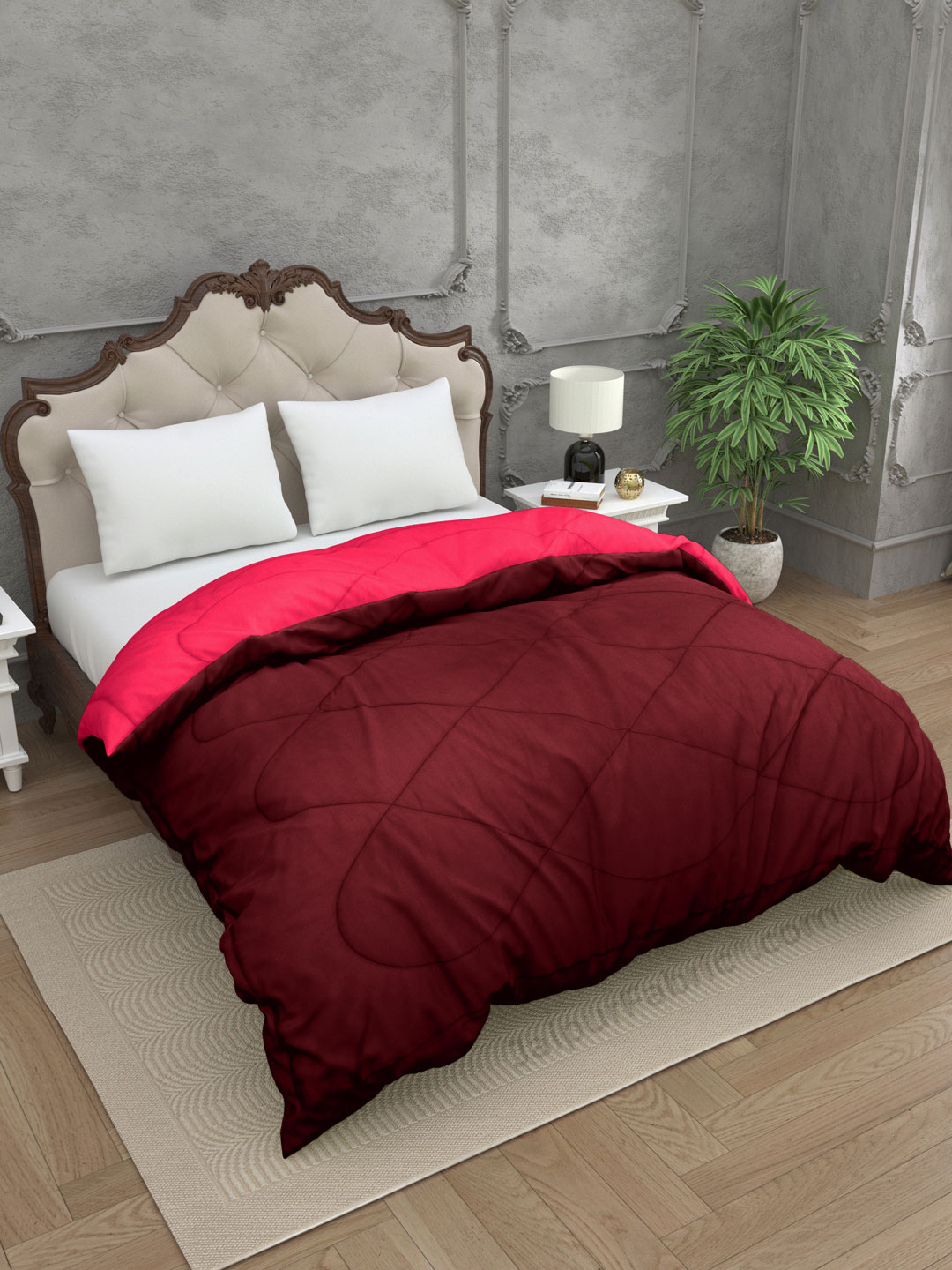 Maroon - Pink Double Bed Comforter