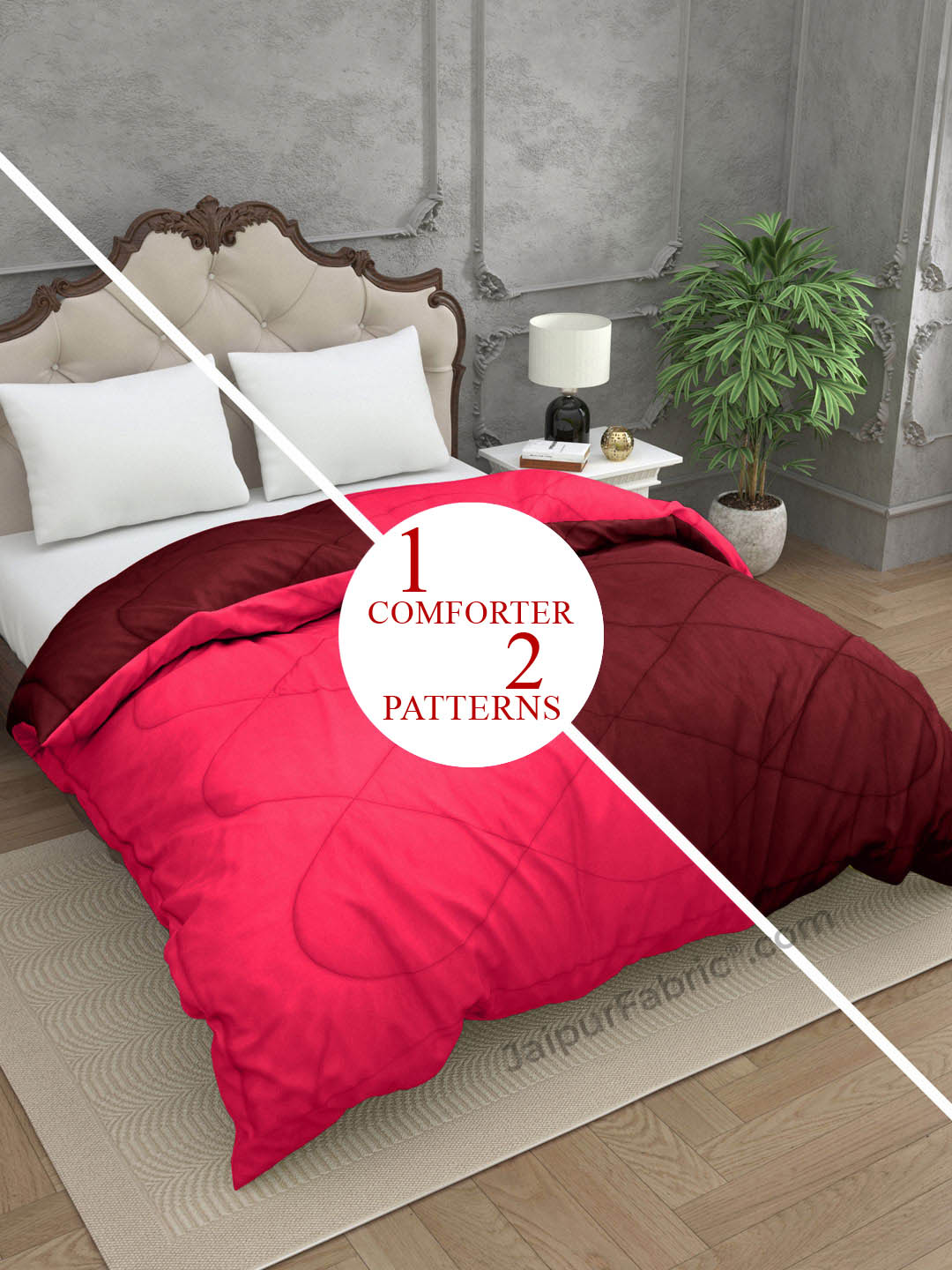 Maroon - Pink Double Bed Comforter