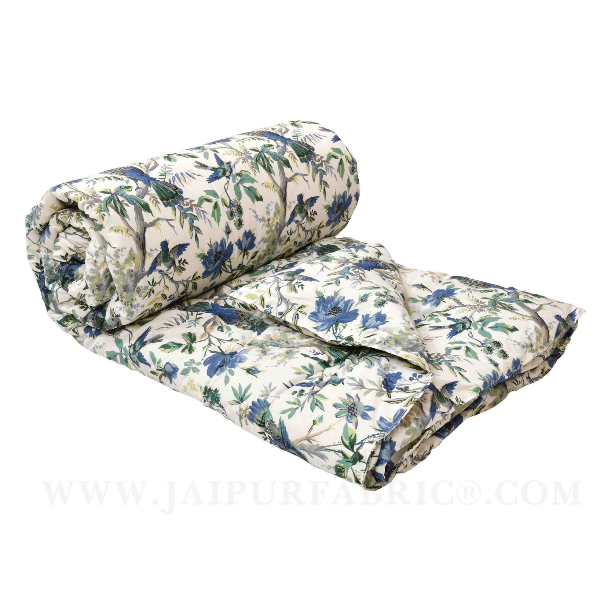 JaipurFabric® Anokhi Print Blue Bird Double Bed Comforter