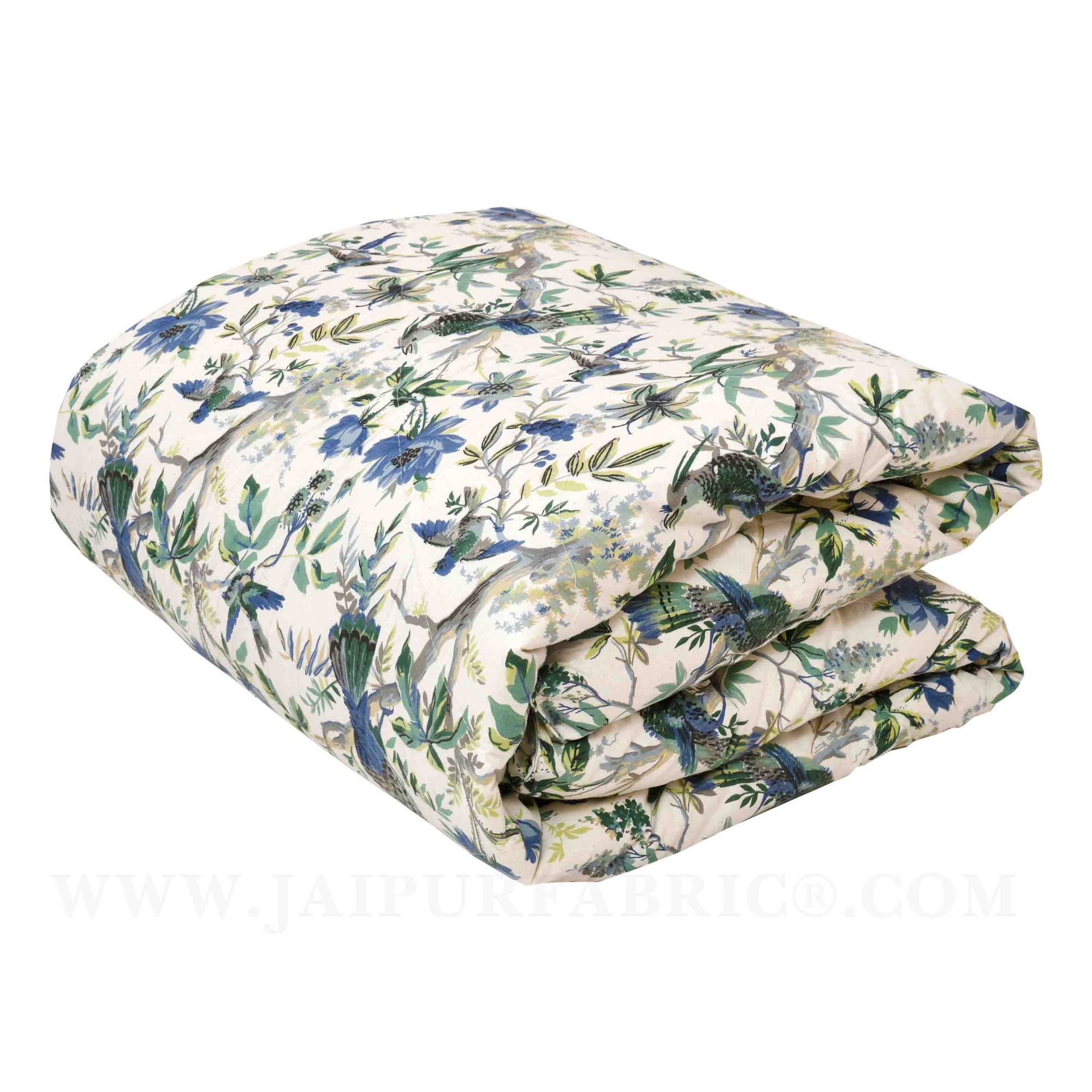 JaipurFabric® Anokhi Print Blue Bird Double Bed Comforter