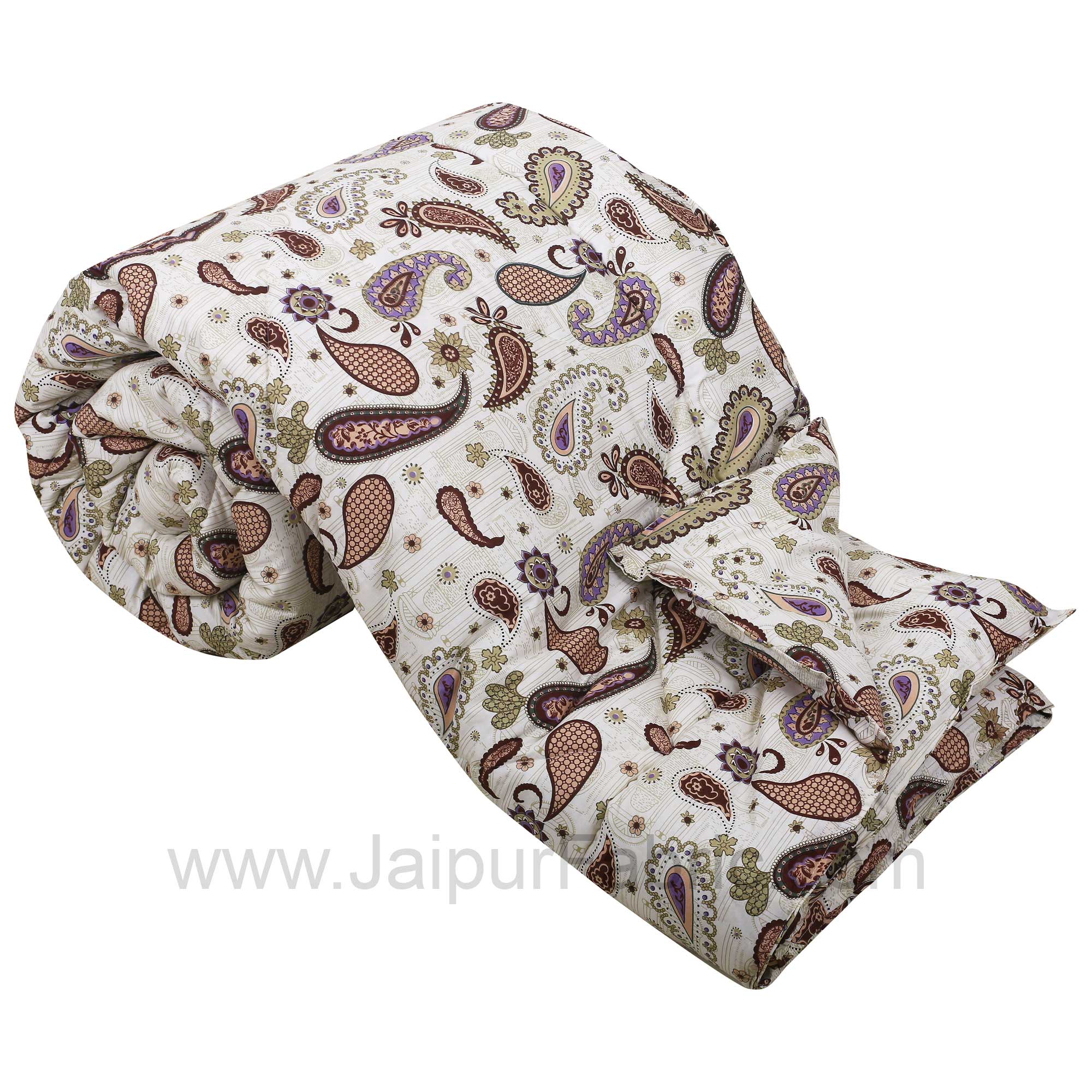 Bed in a Bag Paisley Creamish Pink Double BedSheet Comforter Combo