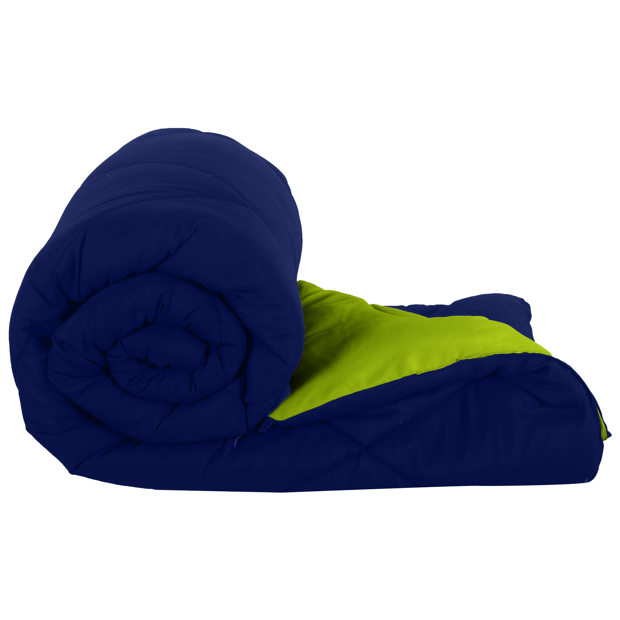 Navy Blue-Lemon Green  Double Bed Comforter