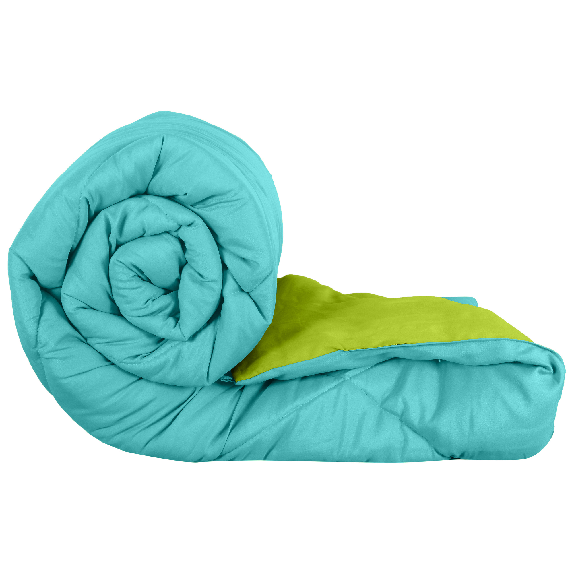 Sky Blue-Lemon Green  Double Bed Comforter