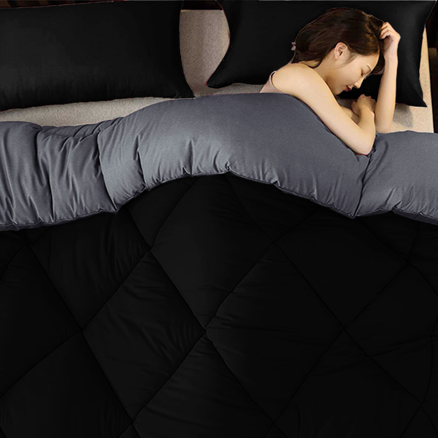 Black Grey  Double Bed Comforter