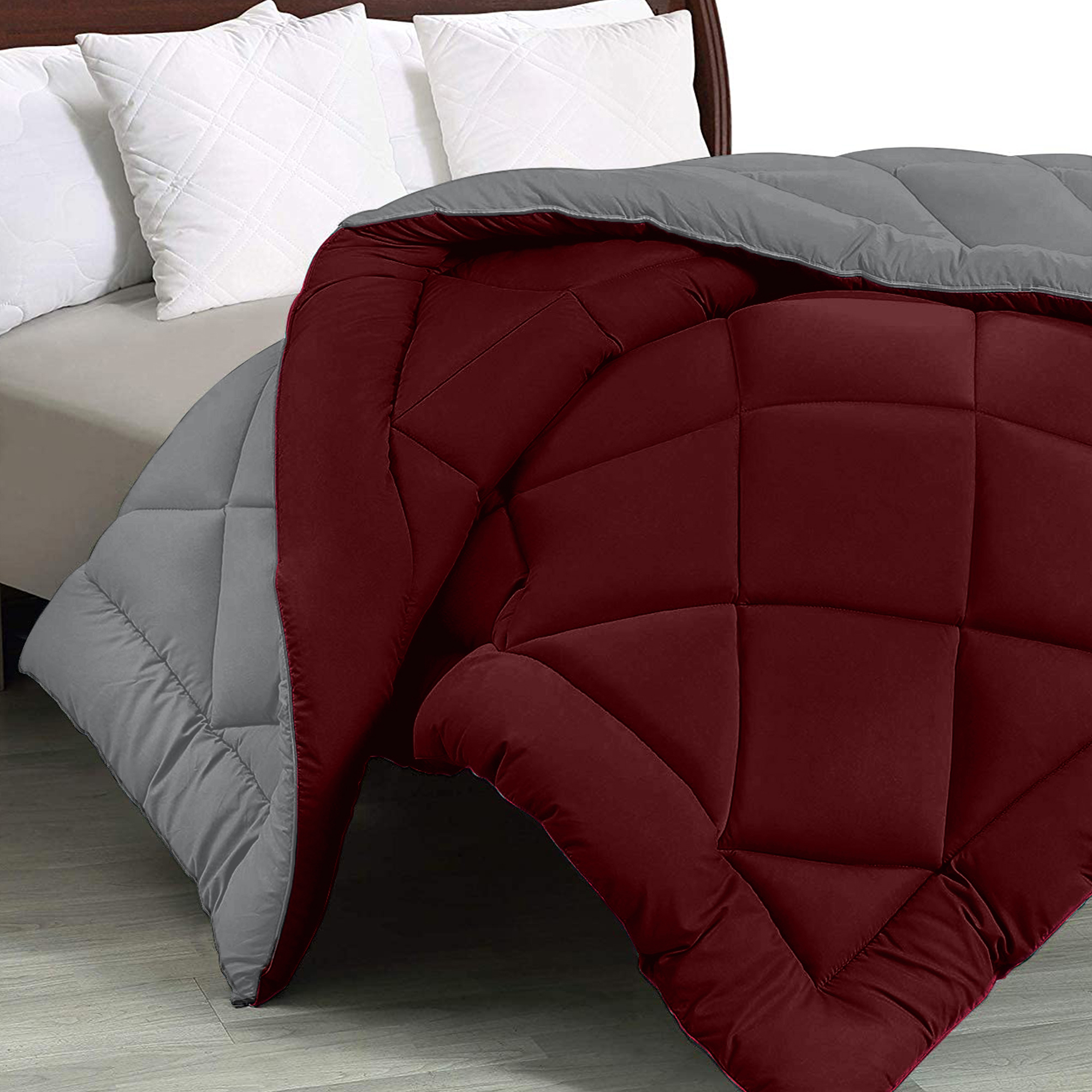 Maroon-Grey  Double Bed Comforter