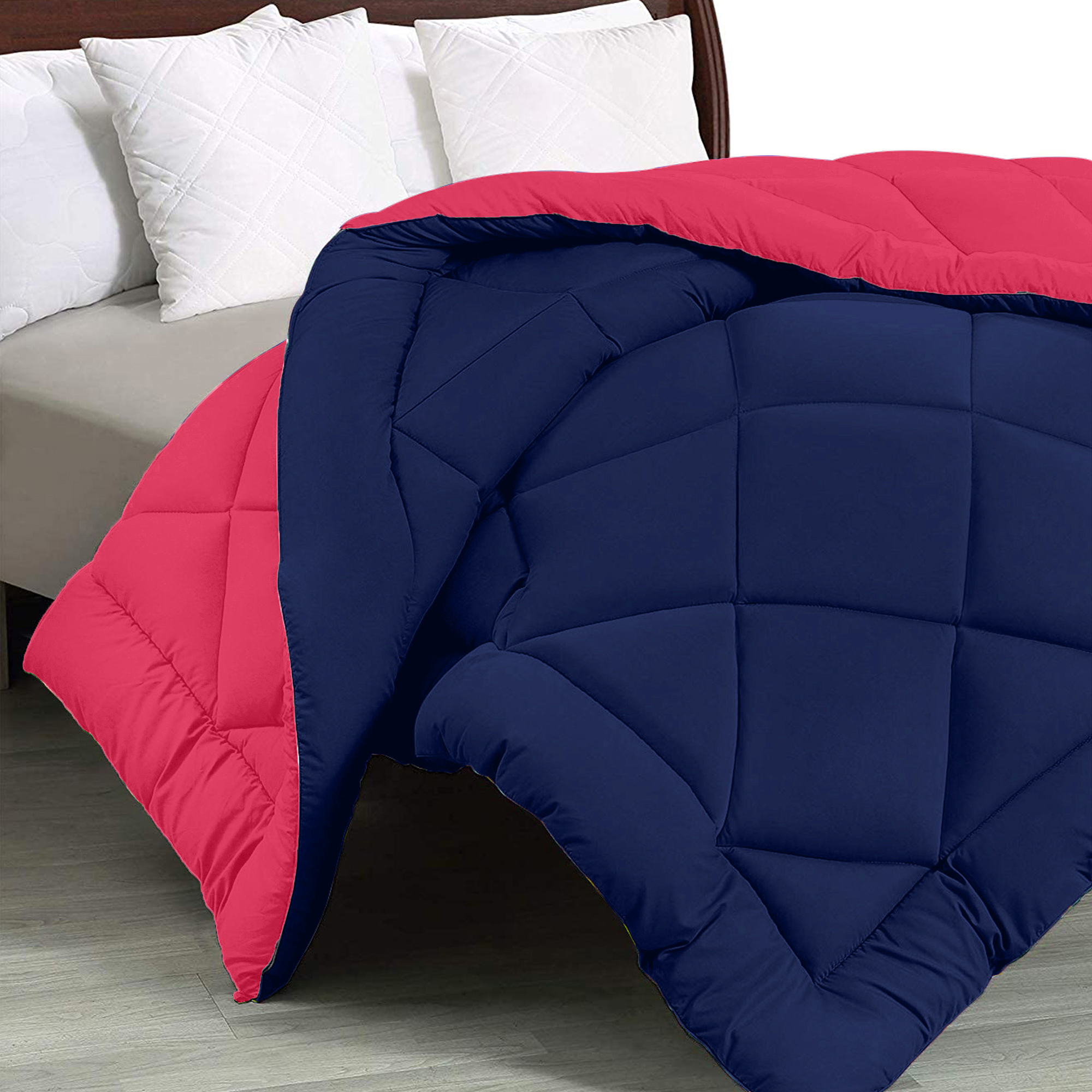 Navy Blue-Red  Double Bed Comforter