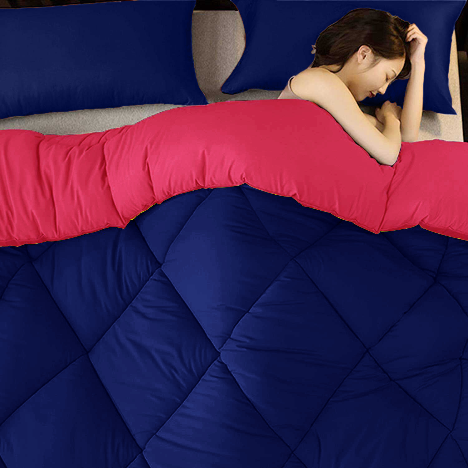 Navy Blue-Red  Double Bed Comforter