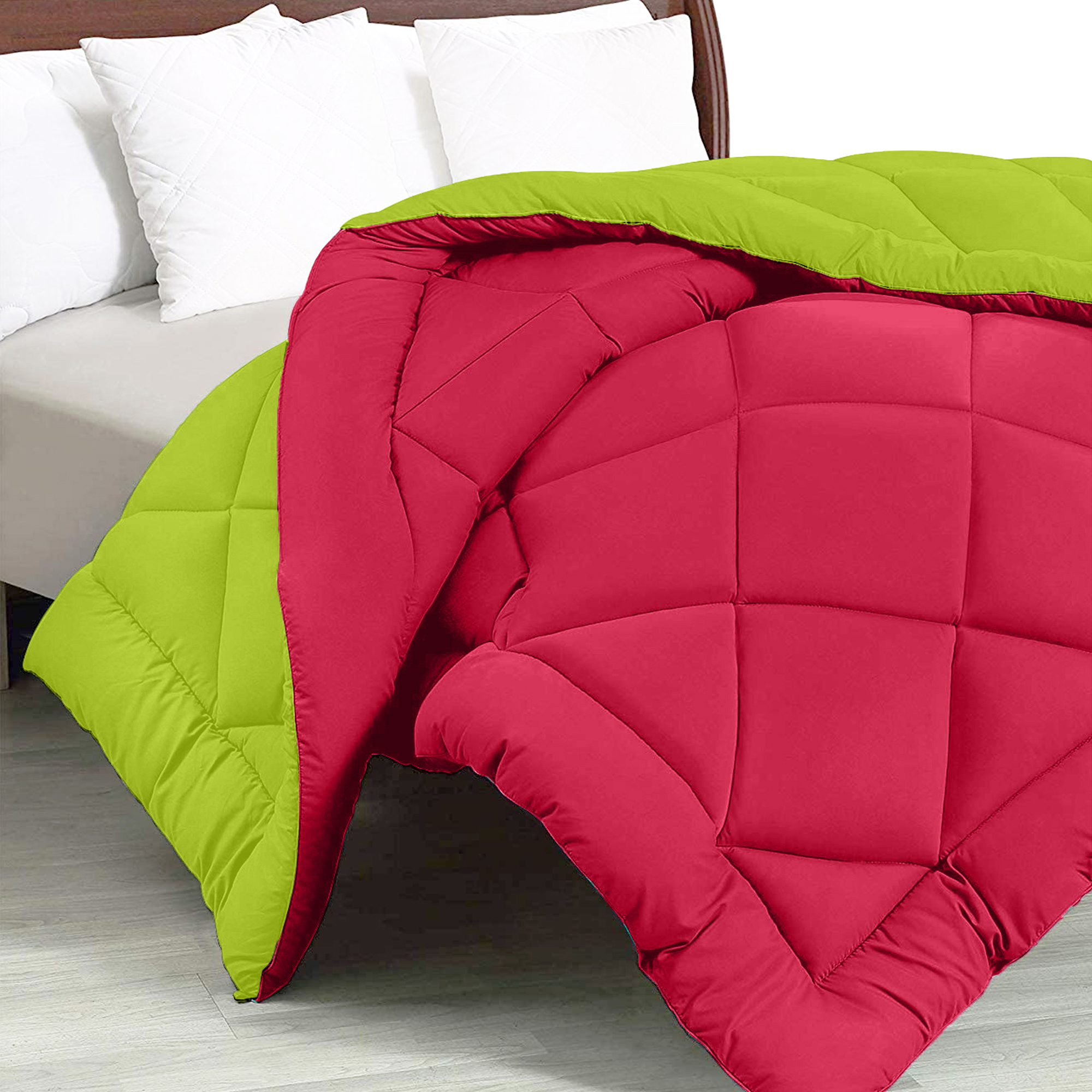 Red-Lemon Green  Double Bed Comforter