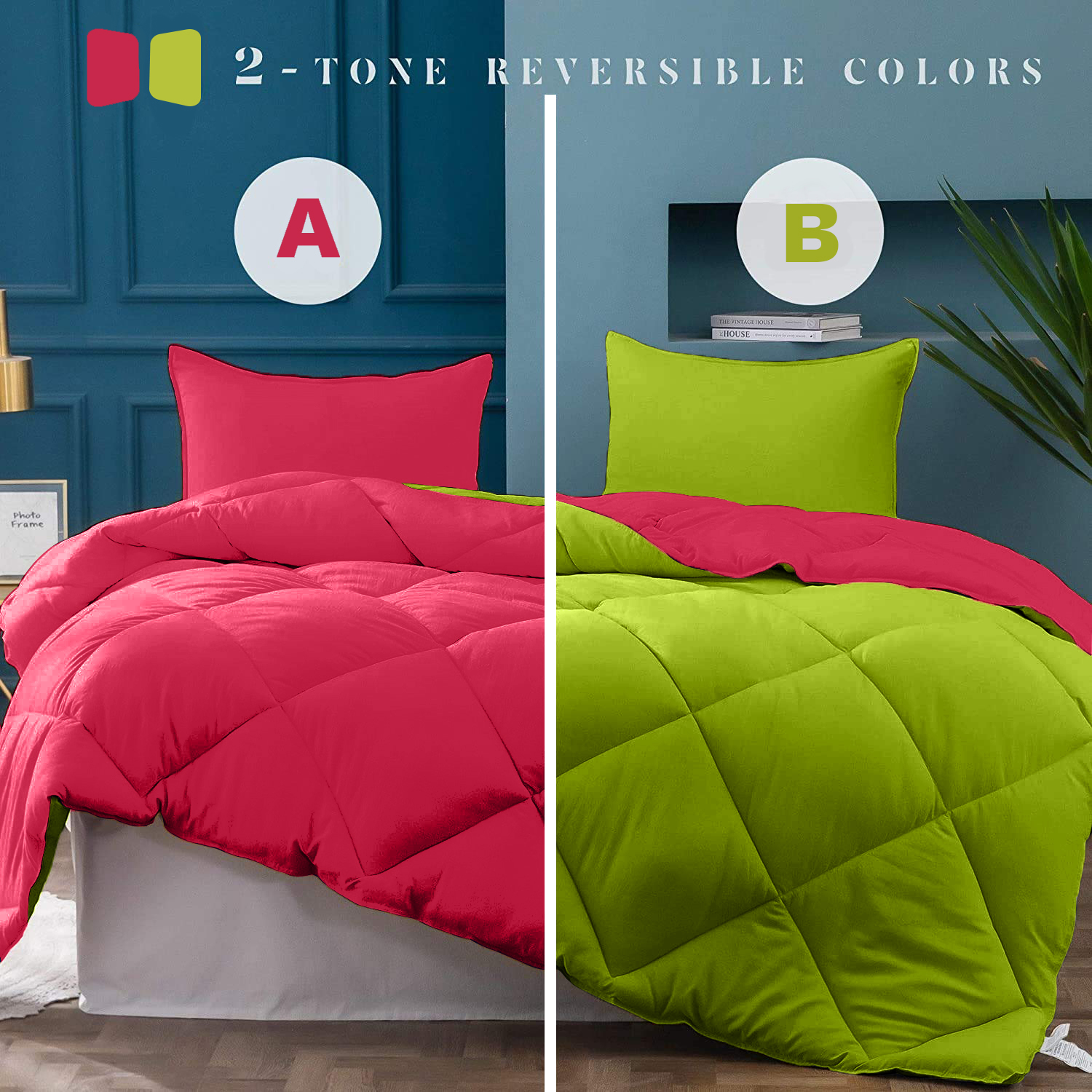 Red-Lemon Green  Double Bed Comforter