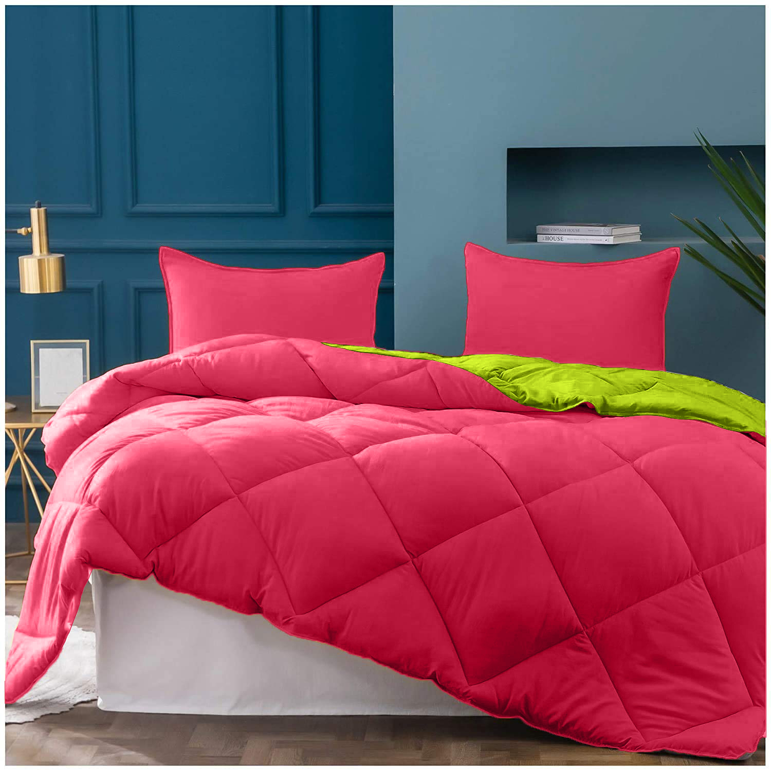 Red-Lemon Green  Double Bed Comforter