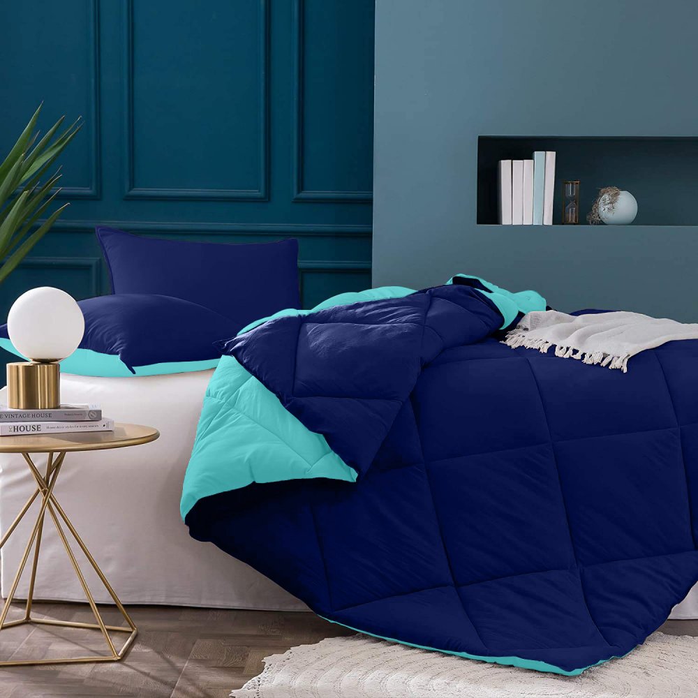 Navy Blue- Aqua Green Double Bed Comforter