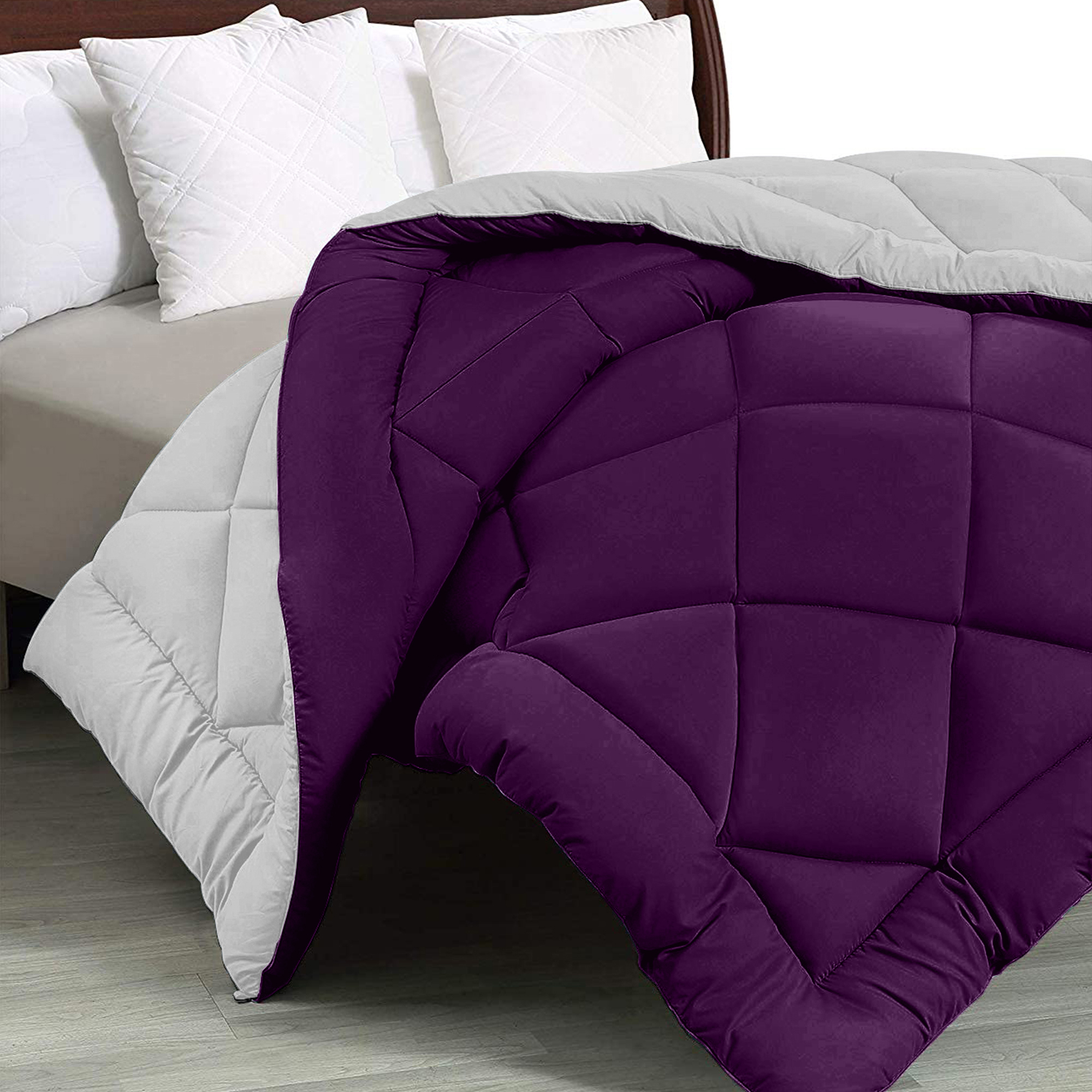 Purple Light Grey Double Bed Comforter