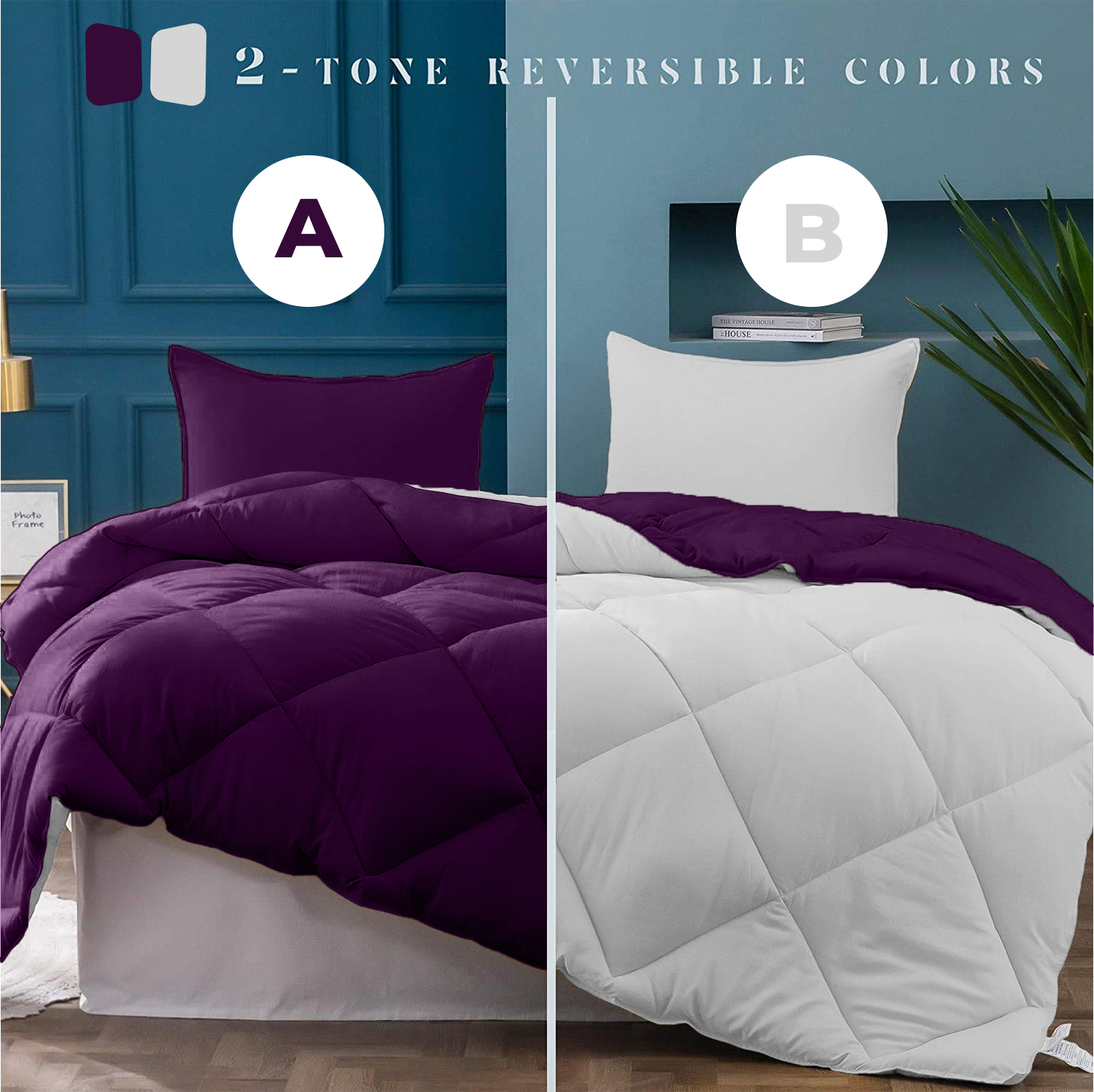 Purple Light Grey Double Bed Comforter