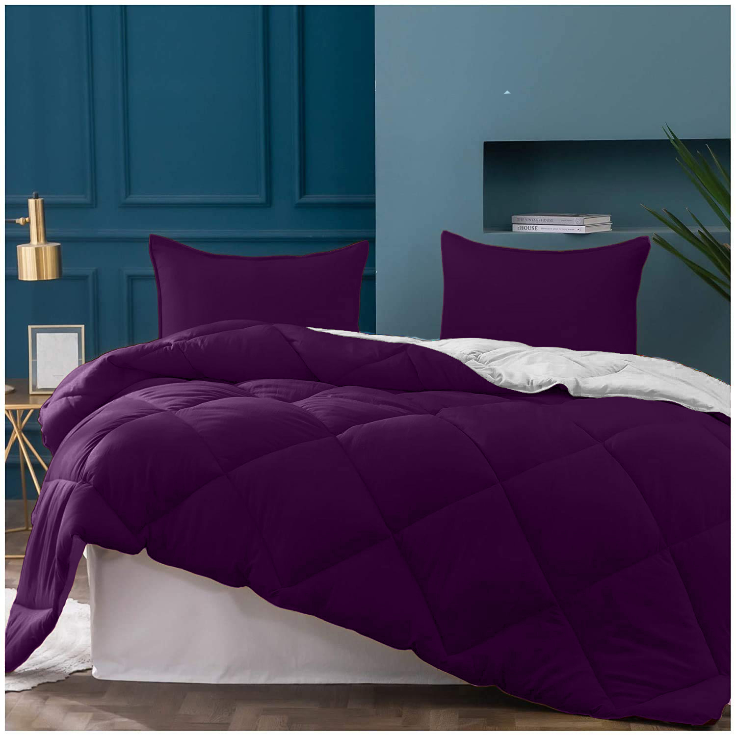 Purple Light Grey Double Bed Comforter