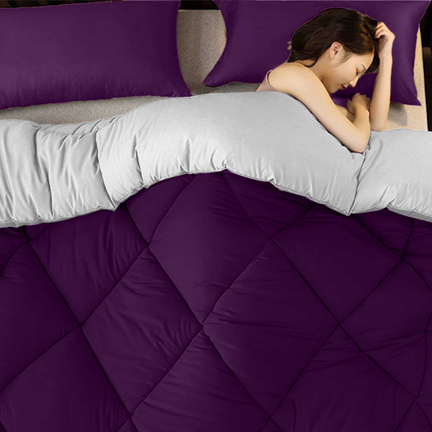 Purple Light Grey Double Bed Comforter