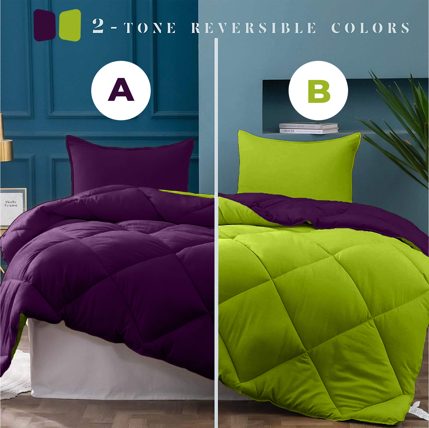 Purple Green Double Bed Comforter