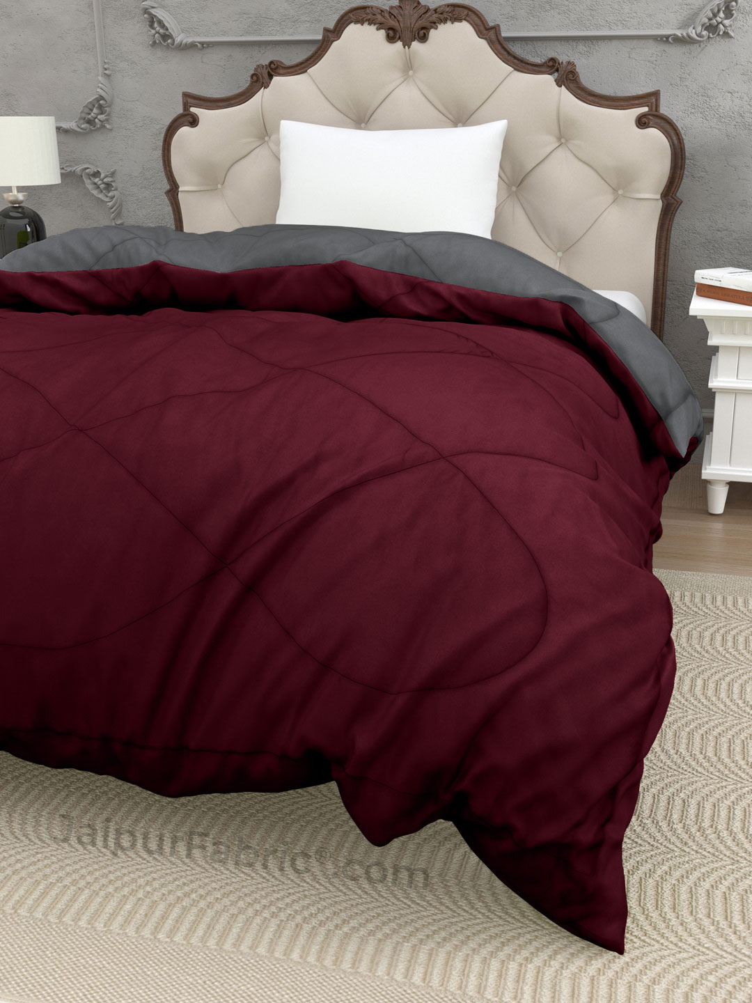 Dark Grey Maroon Single Bed Comforter