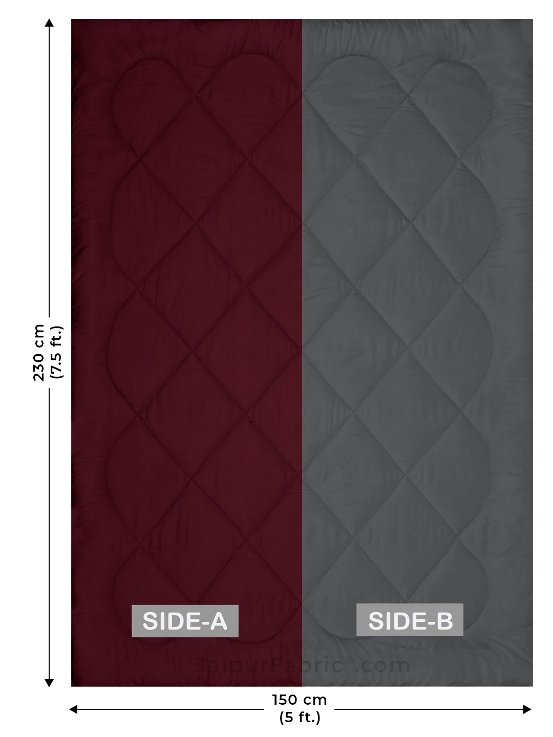 Maroon Dark Grey Single Bed Comforter