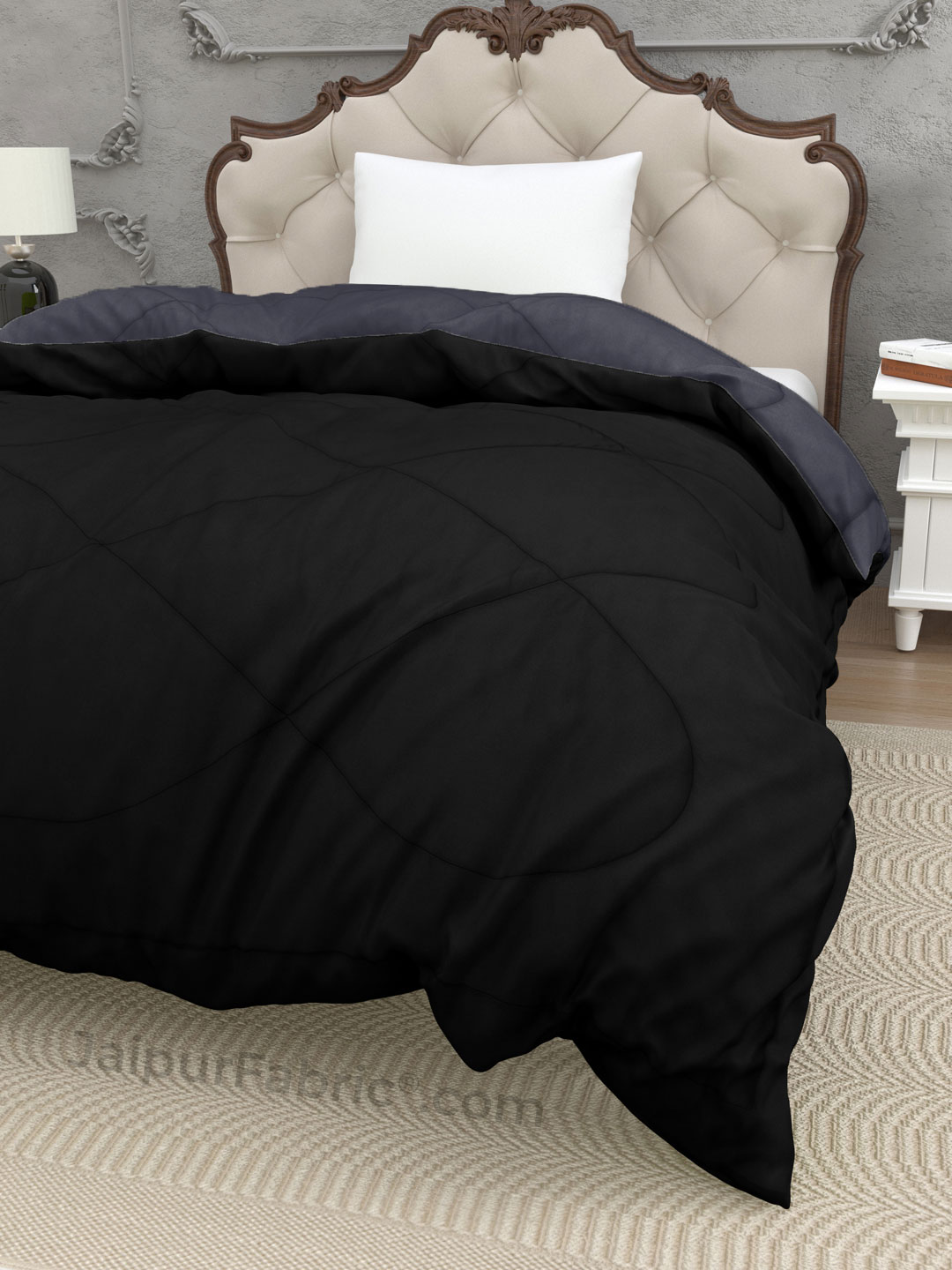 Dark Grey Black Single Bed Comforter