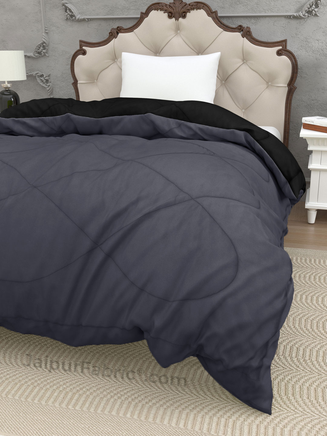 Dark Grey Black Single Bed Comforter