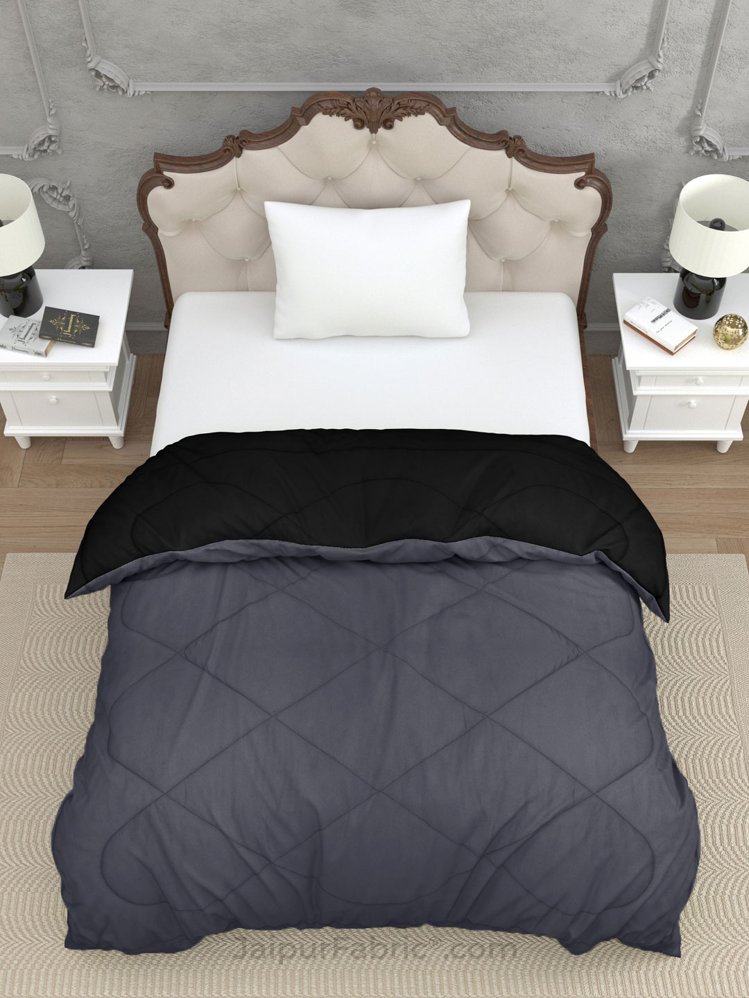 Dark Grey Black Single Bed Comforter